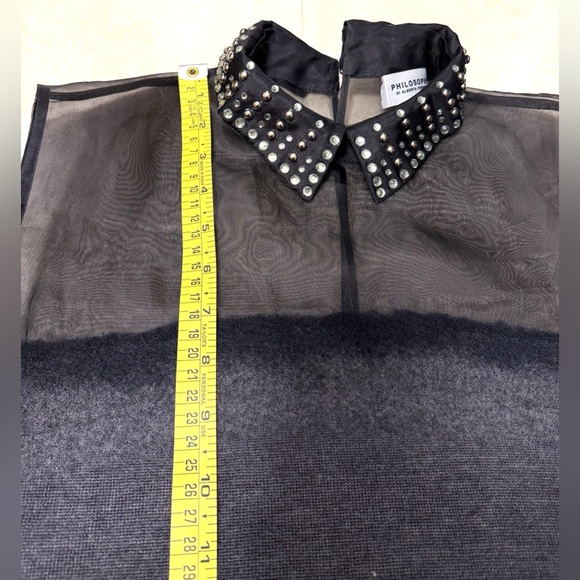 Alberta Ferretti Gray/Black slip on wool Dress with Studded Collar, Size S-M. - Picture 17 of 17